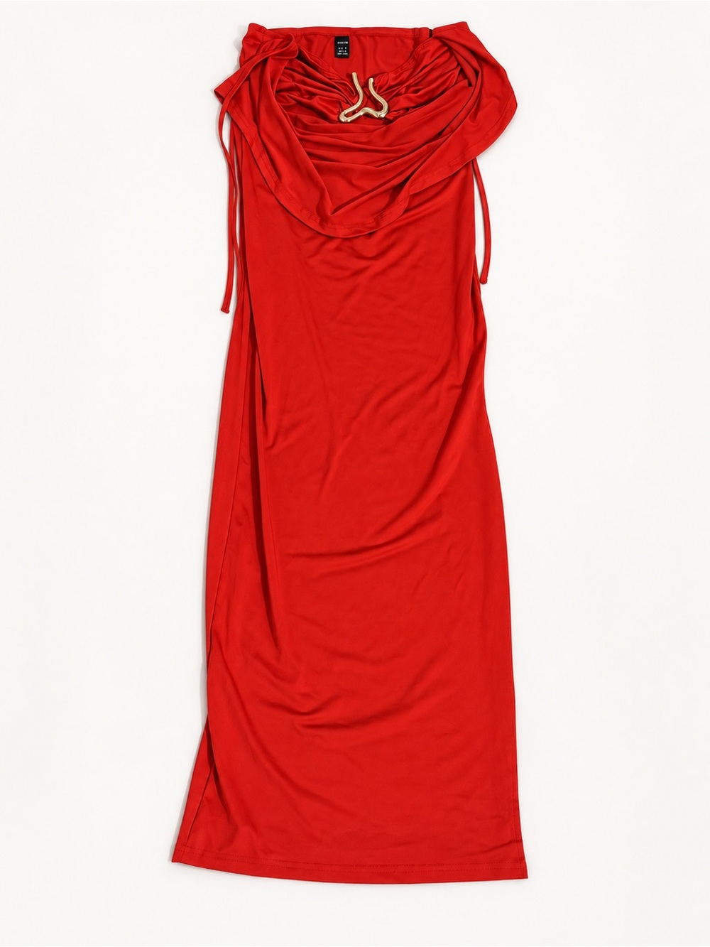 SHEIN Red Draped Cowl-Neck Maxi Dress